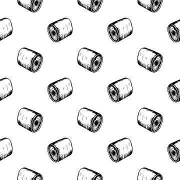 Seamless pattern Hand drawn oil filter doodle. Sketch style icon. Decoration  Stock Illustration