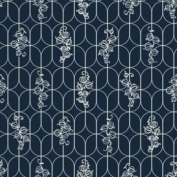 Seamless pattern with hand drawn ornament in style Art Deco with bunches of b Stock Illustration