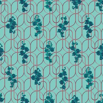 Seamless pattern with hand drawn ornament in style Art Deco with bunches of b Stock Illustration