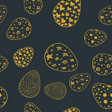 Seamless pattern with hand drawn ornamental eggs. Stock Illustration