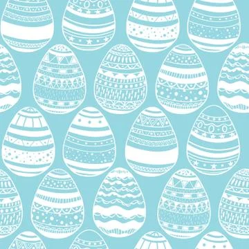 Seamless pattern with hand drawn ornamental eggs. Stock Illustration