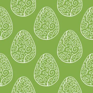 Seamless pattern with hand drawn ornamental eggs. Stock Illustration