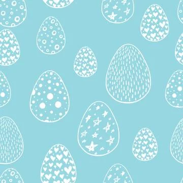 Seamless pattern with hand drawn ornamental eggs. Stock Illustration