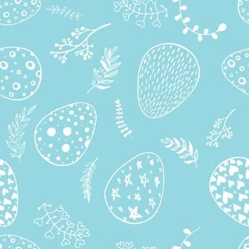 Seamless pattern with hand drawn ornamental eggs. Stock Illustration