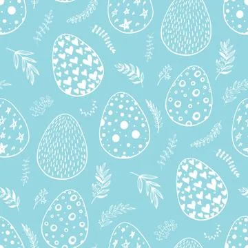 Seamless pattern with hand drawn ornamental eggs. Stock Illustration