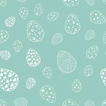 Seamless pattern with hand drawn ornamental eggs. Stock Illustration