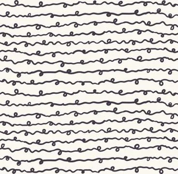 Seamless pattern hand drawn ornamental striped doodle lines background Stock Illustration