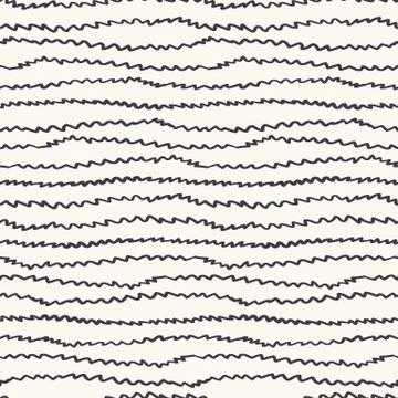 Seamless pattern hand drawn ornamental striped zig zag lines background Stock Illustration