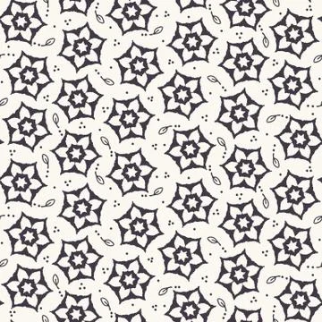Seamless pattern hand drawn ornamental flower daisy motif background. Stylized Stock Illustration