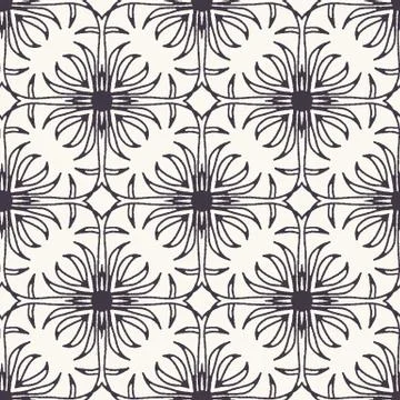 Seamless pattern hand drawn ornamental azulejo mosaic background. Geometric Stock Illustration