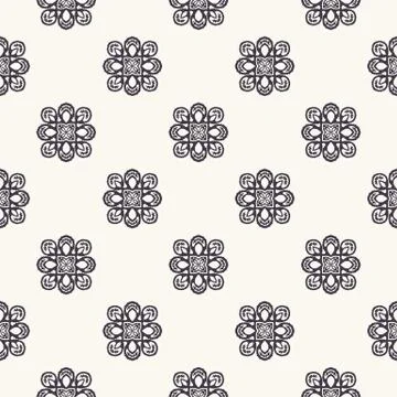 Seamless pattern hand drawn ornamental motif background. Geometric floral Stock Illustration