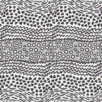 Seamless pattern hand drawn ornamental striped shape background. Irregular wavy Stock Illustration