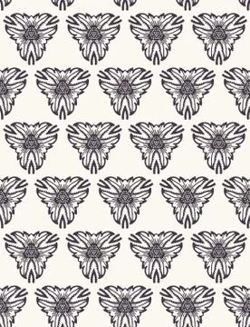 Seamless pattern hand drawn ornamental motif background. Geometric floral 스톡 일러스트