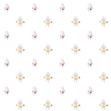 Seamless pattern of hand-drawn pastry chef sheep. cute pattern with sheep Illustrazione stock