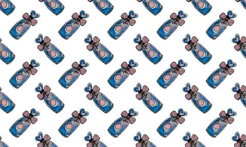 Seamless pattern with hand drawn perfume bottles Stock Illustration