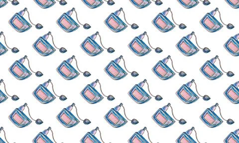 Seamless pattern with hand drawn perfume bottles Stock Illustration