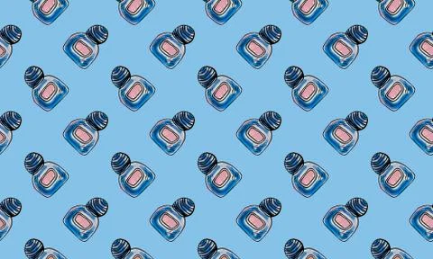 Seamless pattern with hand drawn perfume bottles Stock Illustration