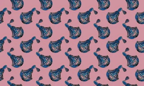 Seamless pattern with hand drawn perfume bottles Stock Illustration