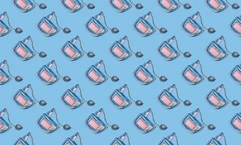 Seamless pattern with hand drawn perfume bottles Illustrazione stock