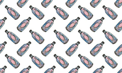 Seamless pattern with hand drawn perfume bottles Stock Illustration