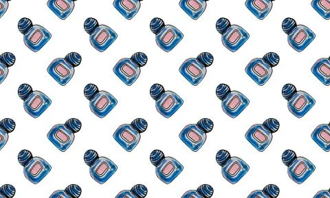 Seamless pattern with hand drawn perfume bottles Stock-Illustration