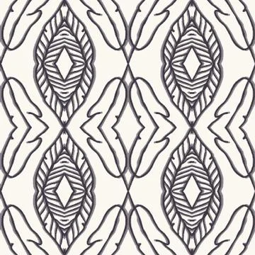 Seamless pattern hand drawn petal shape background. Geometric allover print Stock Illustration