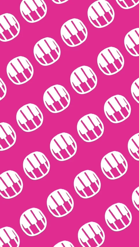 Seamless pattern of hand-drawn piano keys inside circles on an abstract vertical Stock Footage 339986568