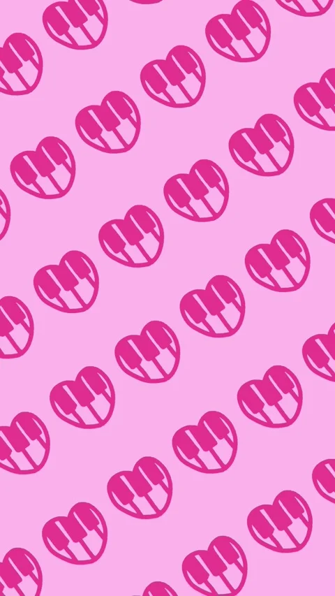 Seamless pattern of hand-drawn piano keys inside hearts on an abstract vertical Stock Footage 339986953