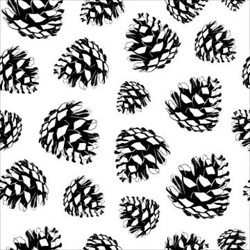 Seamless Pattern With Hand Drawn Pine Cones Stock Illustration