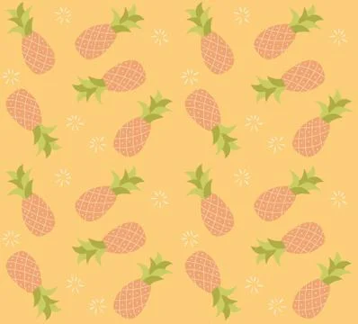 Seamless pattern with hand drawn pineapple fruit Stock Illustration