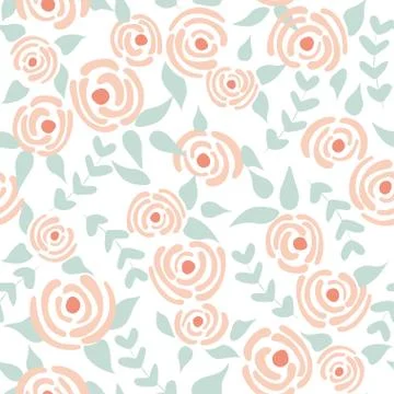 Seamless pattern with hand drawn pink flowers in scandinavian style. Creative Illustrazione stock