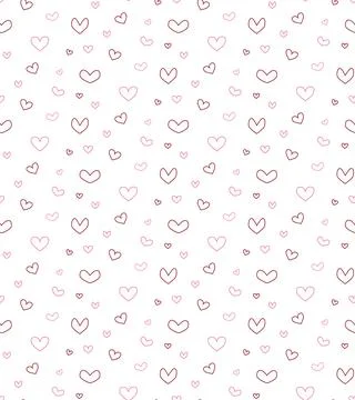 Seamless pattern with hand drawn pink hearts. Vector Background for textile, Stock Illustration