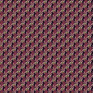 Seamless pattern with hand-drawn pink and yellow flowers on a dark background Stock Illustration