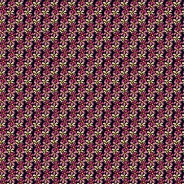 Seamless pattern with hand-drawn pink and yellow flowers on a dark background Stock Illustration