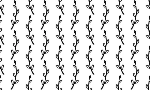 Seamless pattern with hand drawn plant branches Stock Illustration
