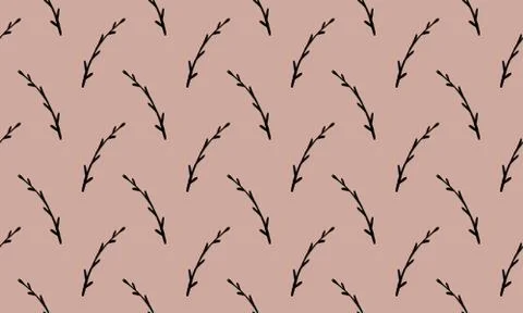Seamless pattern with hand drawn plant branches Stock Illustration