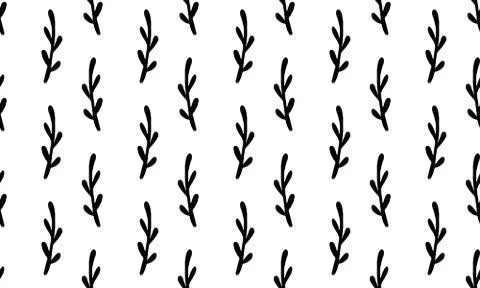 Seamless pattern with hand drawn plant branches Stock Illustration