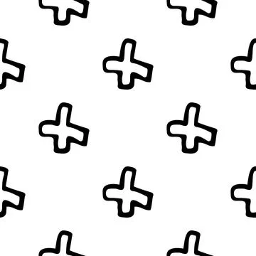 Seamless pattern with hand drawn plus. Doodle style vector illustration 스톡 일러스트