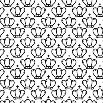 Seamless pattern hand drawn priest hat. Doodle black sketch. Sign symbol. Dec Stock Illustration