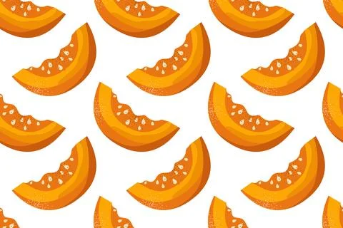 Seamless pattern with hand drawn pumpkin harvest elements. Stock Illustration