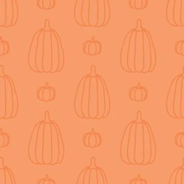 Seamless pattern with hand drawn pumpkins Stock Illustration