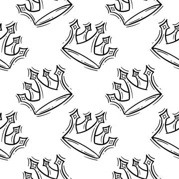 Seamless pattern hand drawn queens crown Stock Illustration