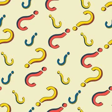 Seamless pattern with hand-drawn question marks. Vector illustration Illustrazione stock