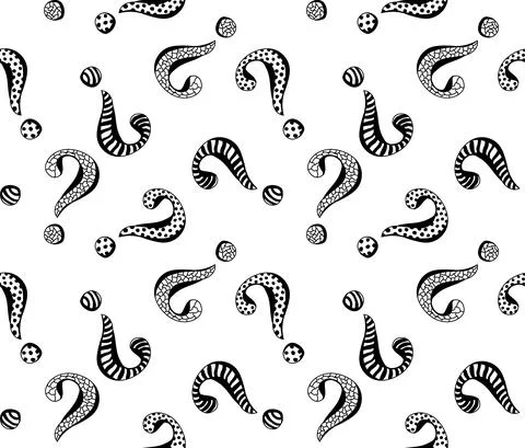 Seamless pattern of hand-drawn question marks. Illustrazione stock