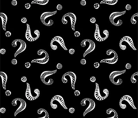 Seamless pattern of hand-drawn question marks. Stock Illustration
