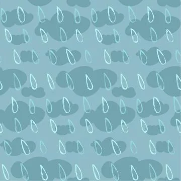 Seamless pattern with hand drawn raindrops Stock Illustration