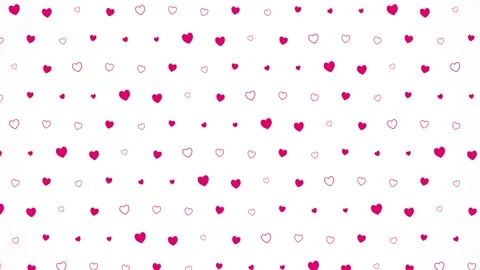 Seamless Pattern of Hand Drawn Red Hearts and Dots on White Background. Stock Footage 341775455