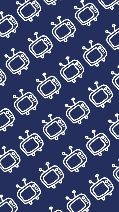 Seamless pattern of hand-drawn retro TV on an abstract vertical blue background Stock Footage 338286070