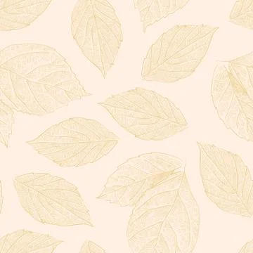 Seamless pattern with hand drawn rose leafs Stock Illustration