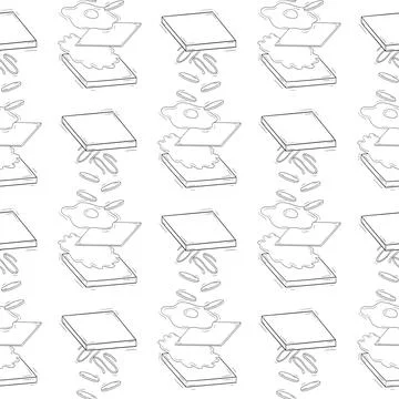 Seamless pattern of hand drawn sandwiches detail version Stock Illustration